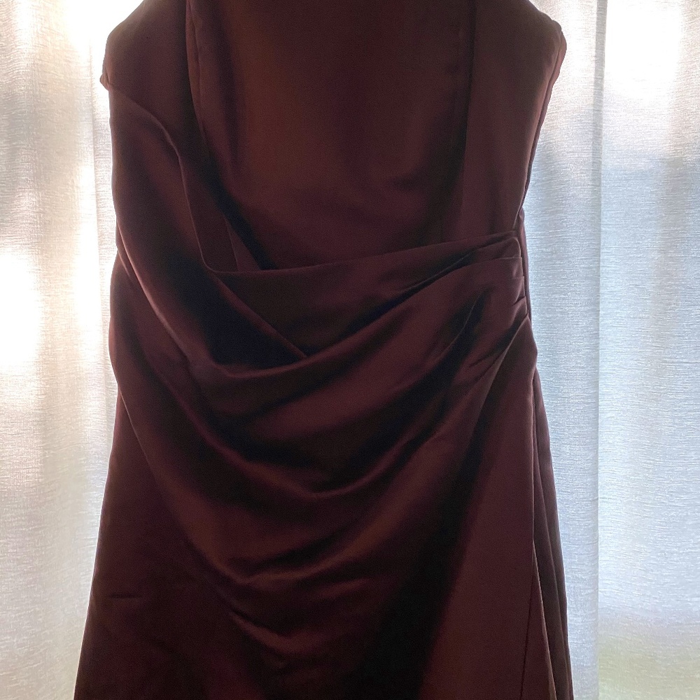 David's Bridal long satin gown